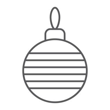 Noel ağacı topu ince çizgi simgesi, xmas ve dekorasyon, önemsiz şey işareti, vektör grafikleri, doğrusal bir desen