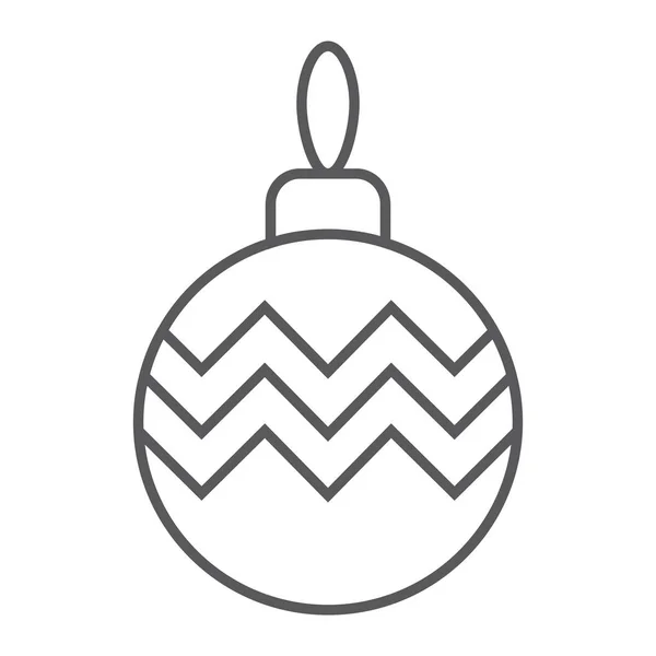 Weihnachtsbaumkugel dünne Linie Symbol, Weihnachten und Dekoration, Christbaumkugel Zeichen, Vektorgrafik, ein lineares Muster — Stockvektor