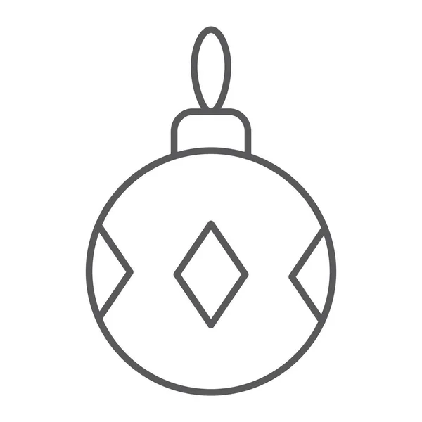 Árbol de Navidad bola delgada línea icono, Navidad y decoración, signo de bauble, gráficos vectoriales, un patrón lineal — Vector de stock