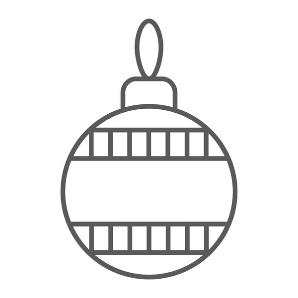 Icône de ligne mince de boule d'arbre de Noël, Noël et décoration, signe de boule, graphiques vectoriels, un motif linéaire — Image vectorielle