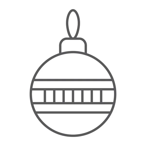 Icône de ligne mince de boule d'arbre de Noël, Noël et décoration, signe de boule, graphiques vectoriels, un motif linéaire — Image vectorielle