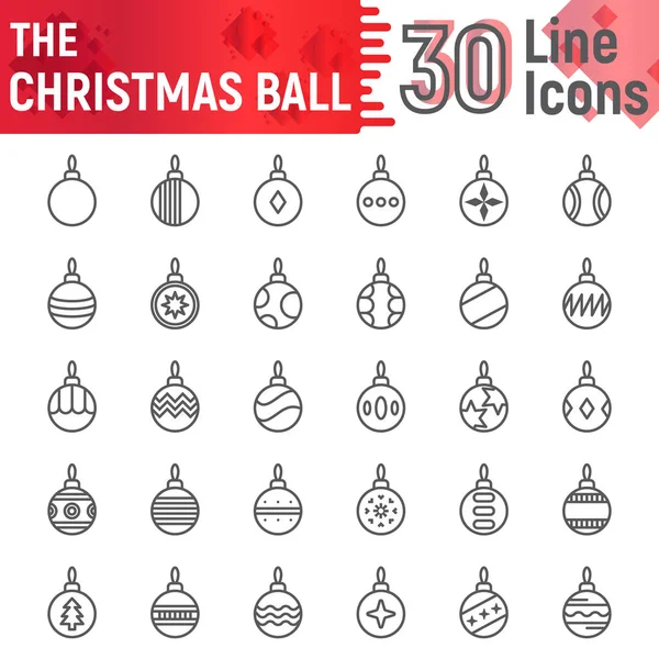Weihnachtskugel Linie Icon-Set, Weihnachten Spielzeug Symbole Sammlung, Vektor-Skizzen, Logo-Illustrationen, Neujahrskugeln — Stockvektor