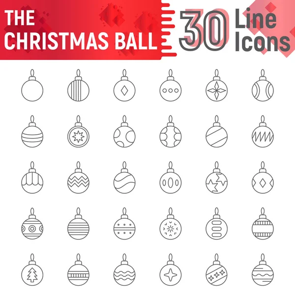 Bola de Navidad conjunto de iconos de línea delgada, colección de símbolos de juguete de Navidad, bocetos de vectores, ilustraciones de logotipo, bolas de año nuevo — Vector de stock