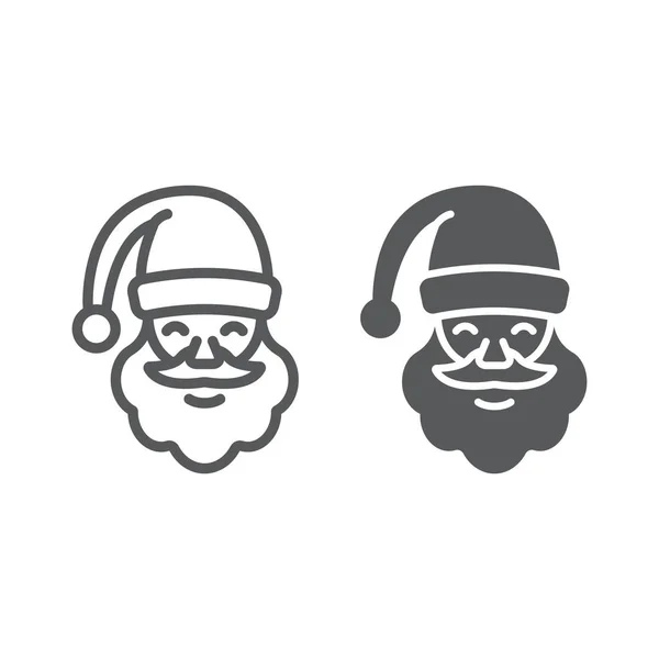 Santa claus linje och glyph ikon, jul — Stock vektor