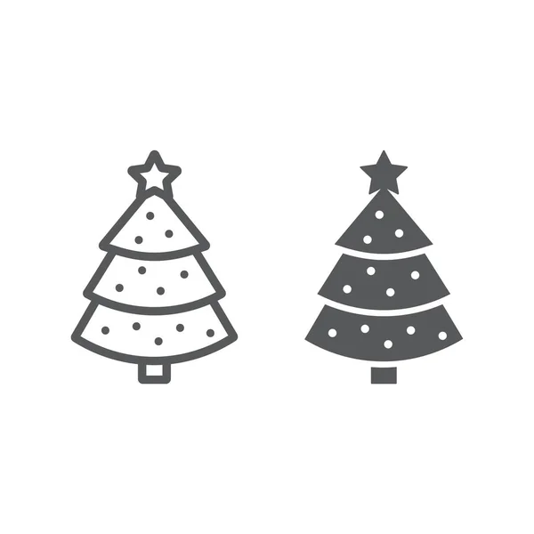 Линия елки и икона, Xmas — стоковый вектор