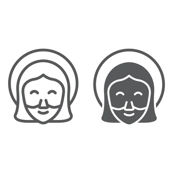 Jesús línea y glifo icono, retrato y Cristo , — Vector de stock