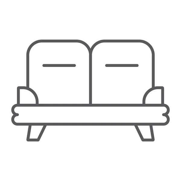 Sofa dunne lijn pictogram, meubilair en huis, Bank teken, vector graphics, een lineair patroon op een witte achtergrond. — Stockvector