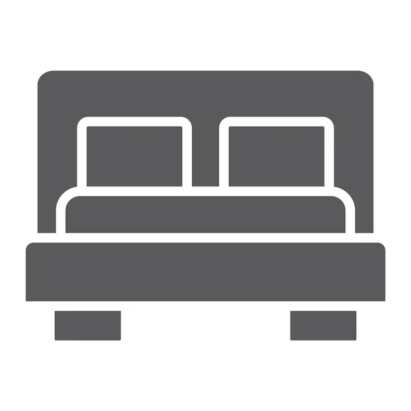 Bed glyph pictogram, meubilair en hotel, slaapkamer teken, vector graphics, een effen patroon op een witte achtergrond. — Stockvector