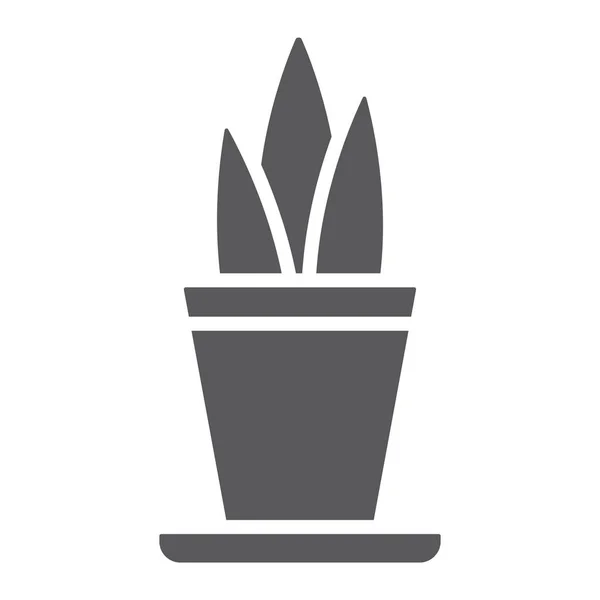Planta en maceta icono glifo, floral y el hogar, signo de maceta, gráficos vectoriales, un patrón sólido sobre un fondo blanco . — Vector de stock