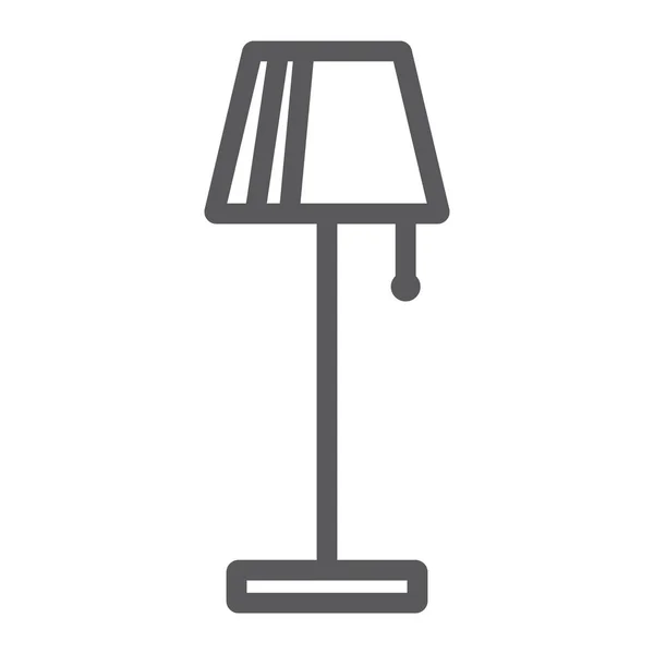 Ikona čáry stojací lampa, nábytek a domácí, lehké podepsat, vektory, lineární vzor na bílém pozadí. — Stockový vektor