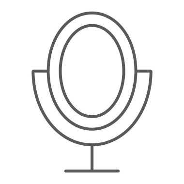 Ayna ince çizgi simgesi, aksesuar ve güzellik, cam işareti, vektör grafikleri, Doğrusal model beyaz bir arka plan üzerinde.