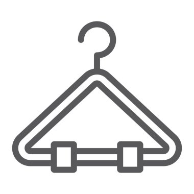 Askı satırı simgesi, dolap ve aşınma, raf işareti, vektör grafikleri, Doğrusal model beyaz bir arka plan üzerinde.