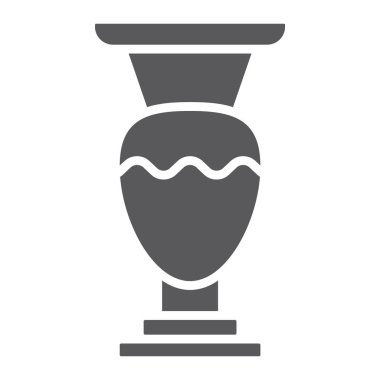 Vazo glif simgesi, ev ve dekorasyon, pot işareti, vektör grafikleri, beyaz zemin üzerinde sağlam bir desen.