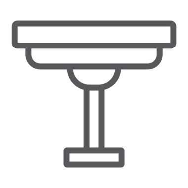 Kahve tablo satırı simgesi, ev ve mobilya, Danışma işareti, vektör grafik, bir doğrusal model beyaz bir arka plan üzerinde.