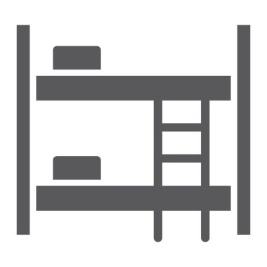 Ranza glif simgesi, mobilya ve ev, yatak işareti, vektör grafikleri, beyaz zemin üzerinde sağlam bir desen.