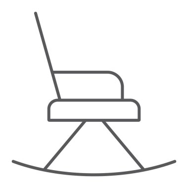 Sallanan sandalye ince çizgi simgesi, mobilya ve ev, koltuk işareti, vektör grafikleri, Doğrusal model beyaz bir arka plan üzerinde.