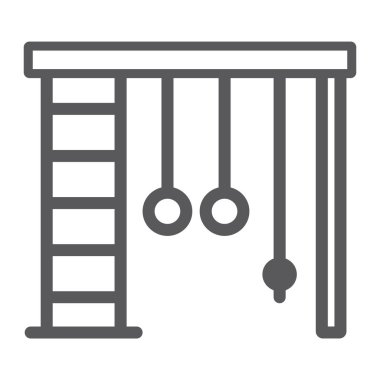 Duvar barlar satırı simgesi, spor ve vektör grafikleri, Doğrusal model beyaz bir arka plan üzerinde ev, spor salonu işareti,.