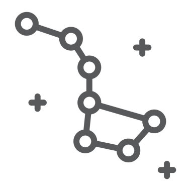 Takımyıldızı satırı simgesi, alan ve yıldız, büyük ayı'yı işaret, vektör grafikleri, Doğrusal model beyaz bir arka plan üzerinde.
