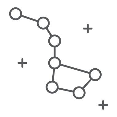 Takımyıldızı ince çizgi simgesi, uzay ve yıldız, büyük ayı'yı işaret, vektör grafikleri, Doğrusal model beyaz bir arka plan üzerinde.