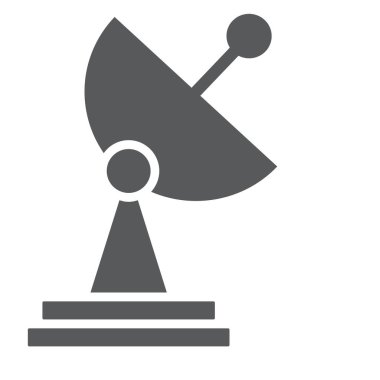 Radar glif simgesi, tv ve alıcı, uydu çanağı işareti, vektör grafikleri, beyaz zemin üzerinde sağlam bir desen.