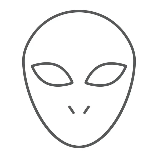 Icône de ligne mince extraterrestre, espace et caractère, signe humanoïde, graphiques vectoriels, un motif linéaire sur un fond blanc . — Image vectorielle