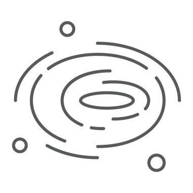 Kara delik ince çizgi simgesi, evren ve uzay, galaksi işareti, vektör grafikleri, Doğrusal model beyaz bir arka plan üzerinde.