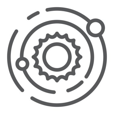 Güneş sistemi satırı simgesi, uzay ve galaksi, evren işareti, vektör grafikleri, Doğrusal model beyaz bir arka plan üzerinde.