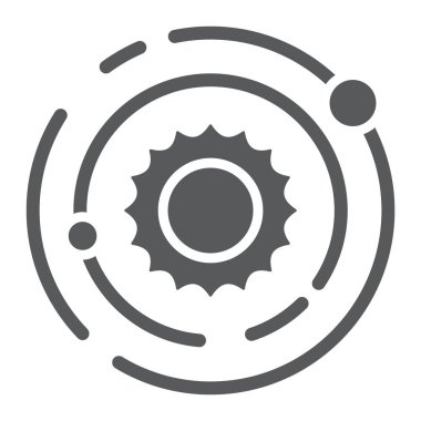 Güneş sistemi glif simgesi, uzay ve galaksi, evren işareti, vektör grafikleri, beyaz zemin üzerinde sağlam bir desen.