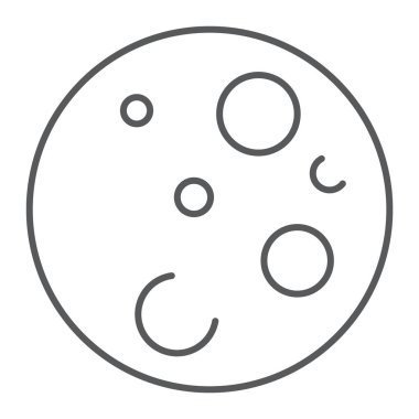 Ay ince çizgi simgesi, uzay ve astronomi, uydu işareti, vektör grafikleri, Doğrusal model beyaz bir arka plan üzerinde.