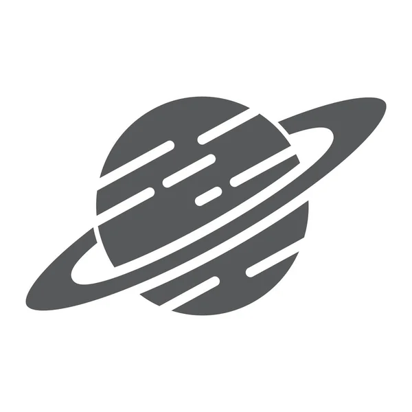 Saturnus glyph ikon, astronomi och rymden, planet tecken, vektorgrafik, ett fast mönster på en vit bakgrund. — Stock vektor