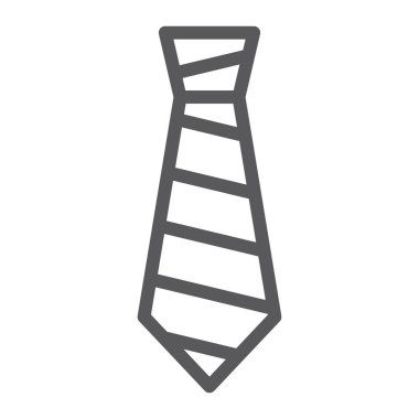 Kravat satırı simgesi, giyim ve vektör grafikleri, Doğrusal model beyaz bir arka plan üzerinde resmi, kravat işareti,.