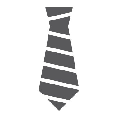 Kravat glif simgesi, giyim ve vektör grafikleri, beyaz zemin üzerinde sağlam bir desen resmi, kravat işareti,.