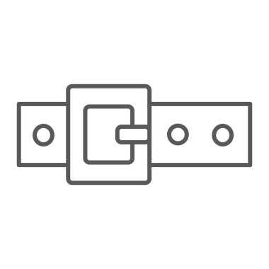 Kemer ince çizgi simgesi, giyim ve moda, kayış işareti, vektör grafikleri, Doğrusal model beyaz bir arka plan üzerinde.