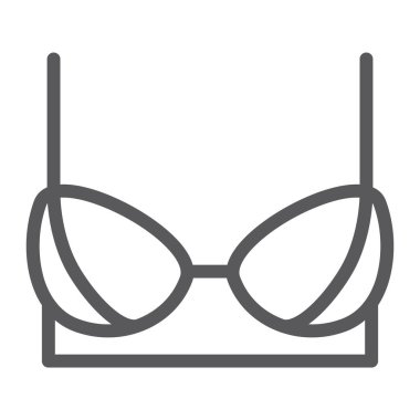 Sutyen satırı simgesi, dişi ve iç çamaşırı, iç çamaşırı işareti, vektör grafikleri, Doğrusal model beyaz bir arka plan üzerinde.