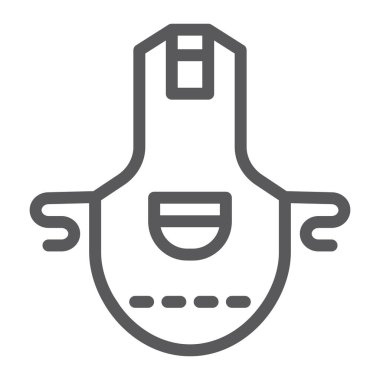 Önlük satırı simgesi, giyim ve mutfak, önlük işareti, vektör grafik, bir doğrusal model beyaz bir arka plan üzerinde.