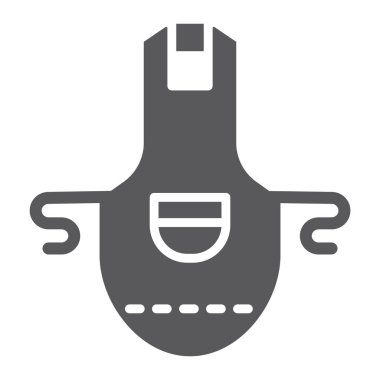 Önlük glif simgesi, giyim ve mutfak, önlük işareti, vektör grafikleri, beyaz zemin üzerinde sağlam bir desen.