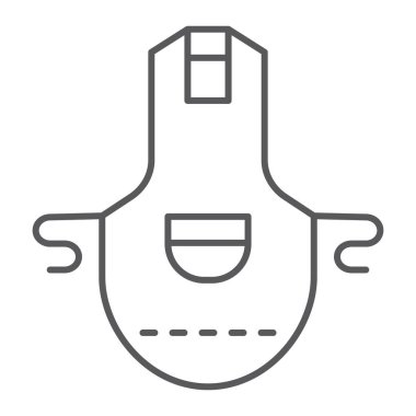 Önlük ince çizgi simgesi, giyim ve mutfak, önlük işareti, vektör grafikleri, Doğrusal model beyaz bir arka plan üzerinde.