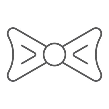 Papyon ince çizgi simgesi, giyim ve düğüm, kravat işareti, vektör grafikleri, Doğrusal model beyaz bir arka plan üzerinde.