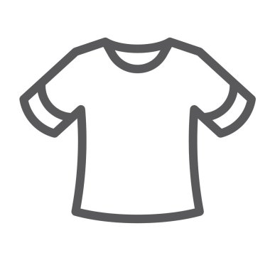 T-shirt satırı simgesi, giyim ve moda, gömlek işareti, vektör grafik, bir doğrusal model beyaz bir arka plan üzerinde.