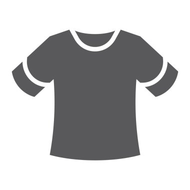 T-shirt glif simgesi, giyim ve moda, gömlek işareti, vektör grafikleri, beyaz zemin üzerinde sağlam bir desen.