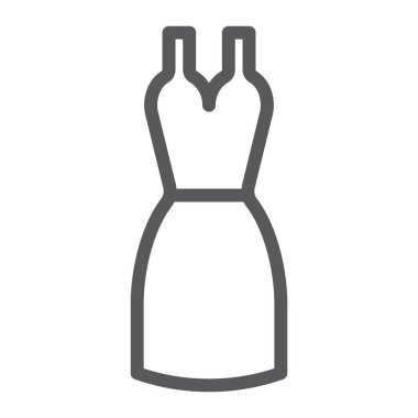 Satırı simgesi, giyim ve kadın elbise, işareti, vektör grafikleri, Doğrusal model beyaz bir arka plan üzerinde elbise.