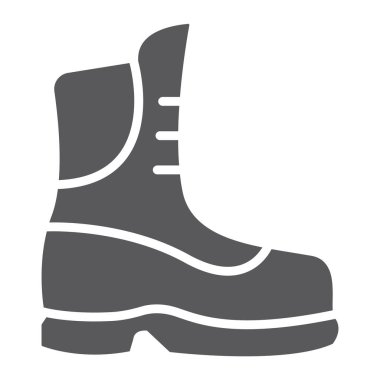 Önyükleme glif simgesi, giyim ve ayakkabı, Ayakkabı işareti, vektör grafikleri, beyaz zemin üzerinde sağlam bir desen.