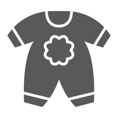 Glif simgesi, çocuk bebek giyim ve giyim, beden elbise işareti, vektör grafikleri, beyaz zemin üzerinde sağlam bir desen.