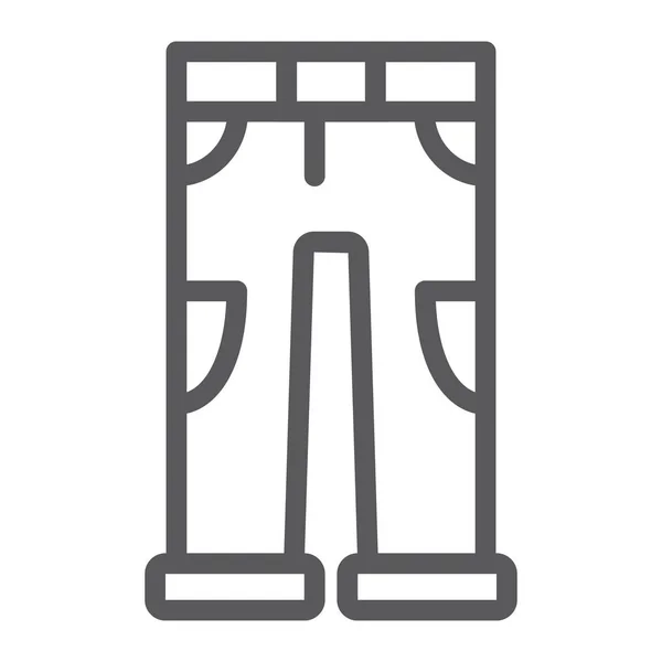 Pantalones icono de línea, ropa y casual, pantalón signo, gráficos vectoriales, un patrón lineal sobre un fondo blanco . — Archivo Imágenes Vectoriales