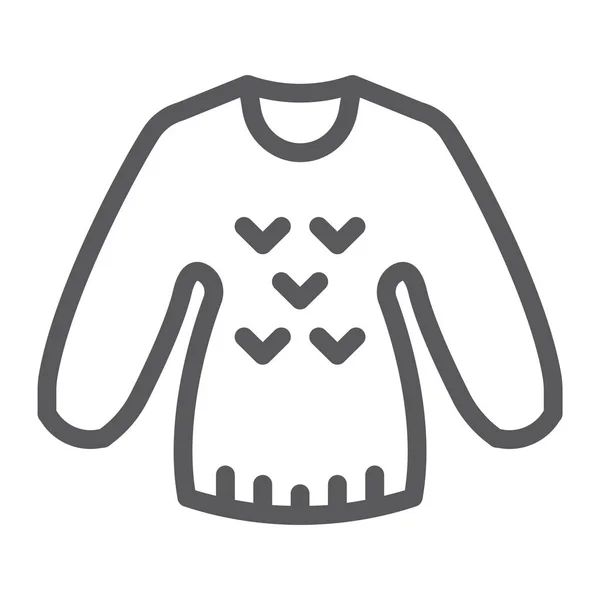 Pullover-Linien-Symbol, Kleidung und Pullover, Pullover-Zeichen, Vektorgrafik, ein lineares Muster auf weißem Hintergrund. — Stockvektor