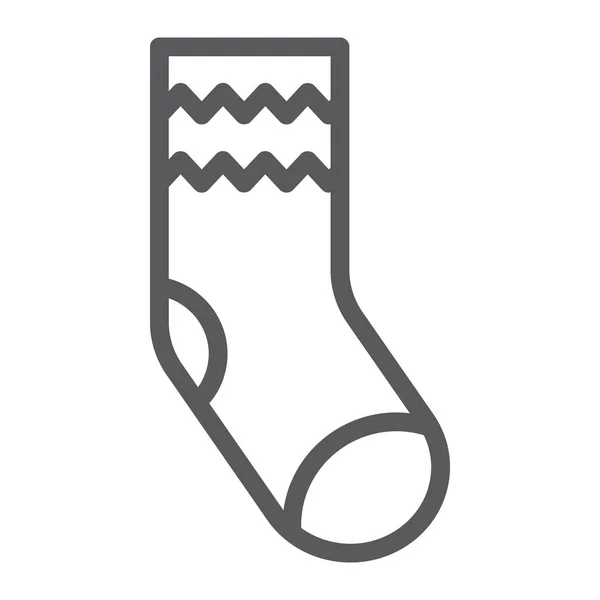 Icône de la ligne de chaussettes, vêtements et vêtements, signe de bonneterie, graphiques vectoriels, un motif linéaire sur un fond blanc . — Image vectorielle