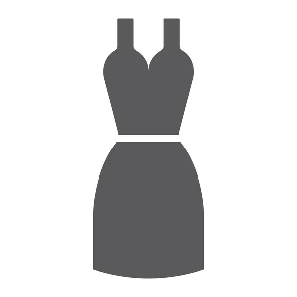 Kleid Glyphen-Symbol, Kleidung und weiblich, Kleid Zeichen, Vektorgrafik, ein durchgehendes Muster auf weißem Hintergrund. — Stockvektor