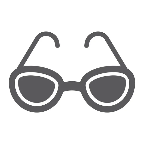 Icono de glifo de gafas de sol, gafas y moda, signo de gafas, gráficos vectoriales, un patrón sólido sobre un fondo blanco . — Vector de stock