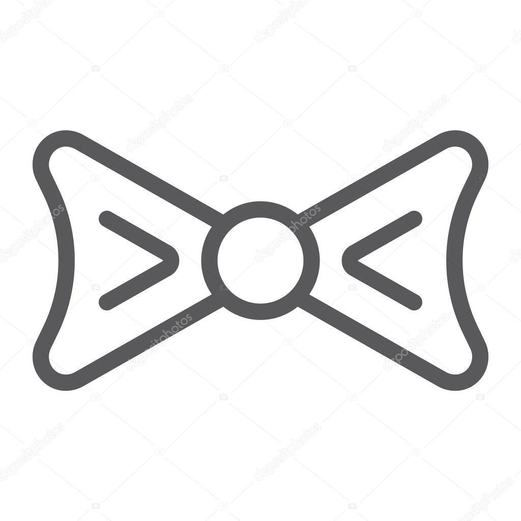 Bow tie line icon, clothing and knot, necktie sign, vector graphics, a linear pattern on a white background, eps 10.