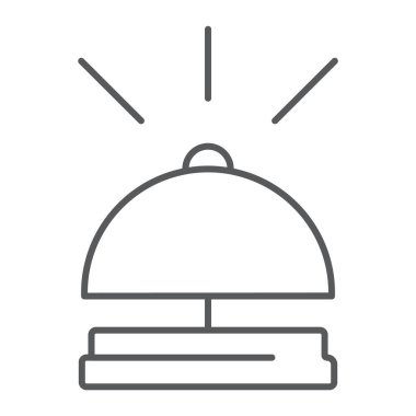 Zil ince çizgi simgesini, otel ve çağrı, Resepsiyon işareti, vektör grafikleri, Doğrusal model beyaz bir arka plan üzerinde.